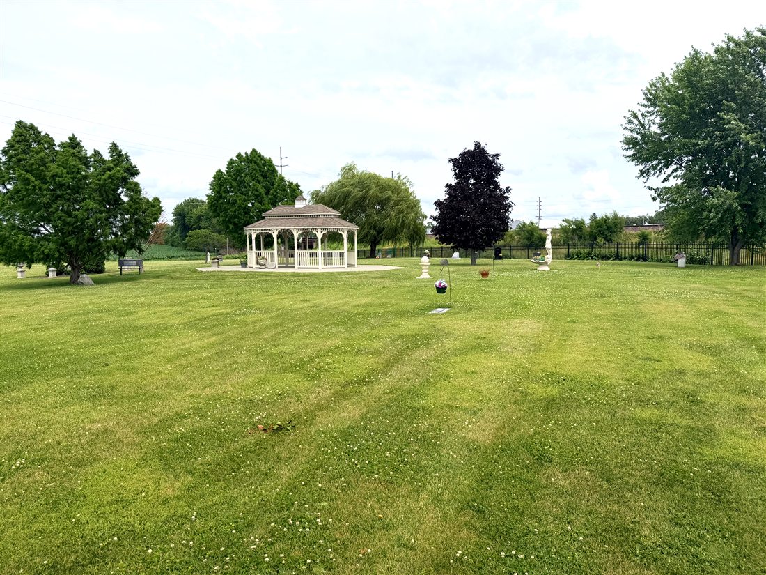 The gazebo at the center of Forever Home Cemetery